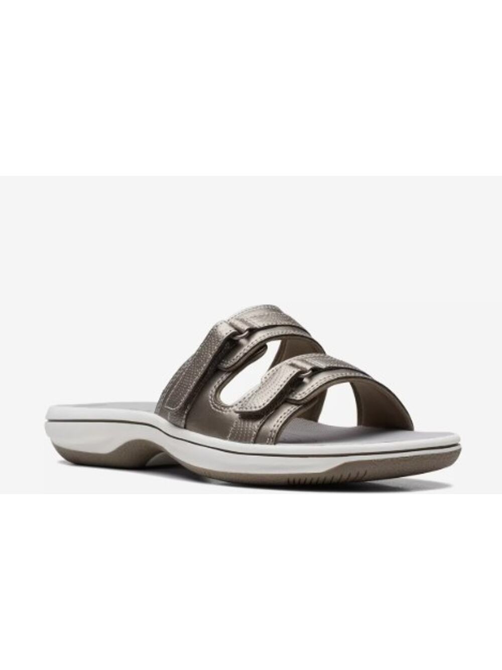 Clarks Women's Cloudsteppers Breeze Piper Comfort Slides Pewter Size 7
